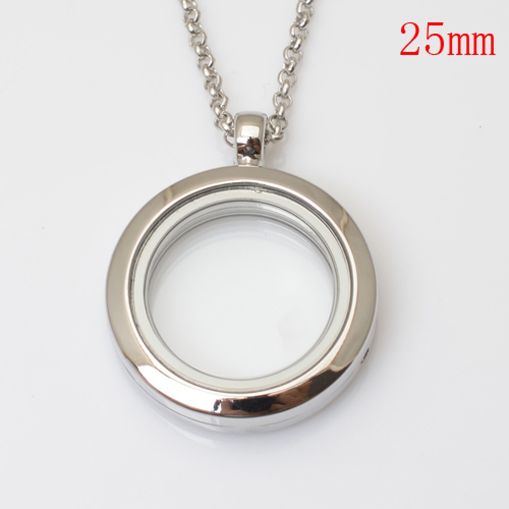 25mm round magnetic plain floating locket  FN1007(chains included for free)