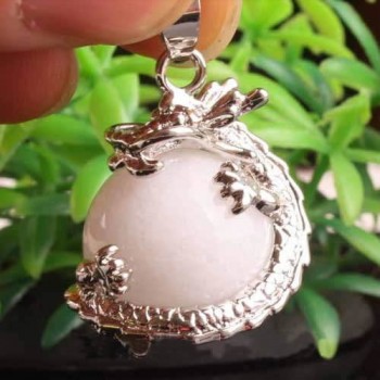 YYW 16MM Natural Stone Pendant Rose Crystal Pink Quartz Agata Lapis Lazuli Opal Moonstone DIY Round Bead Dragon Stone Pendants