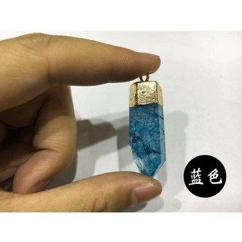 Fashion blue green aquamarin Natural hexagonal pillar natural Stone Pendants Point for jewelry making Teardrop without chain