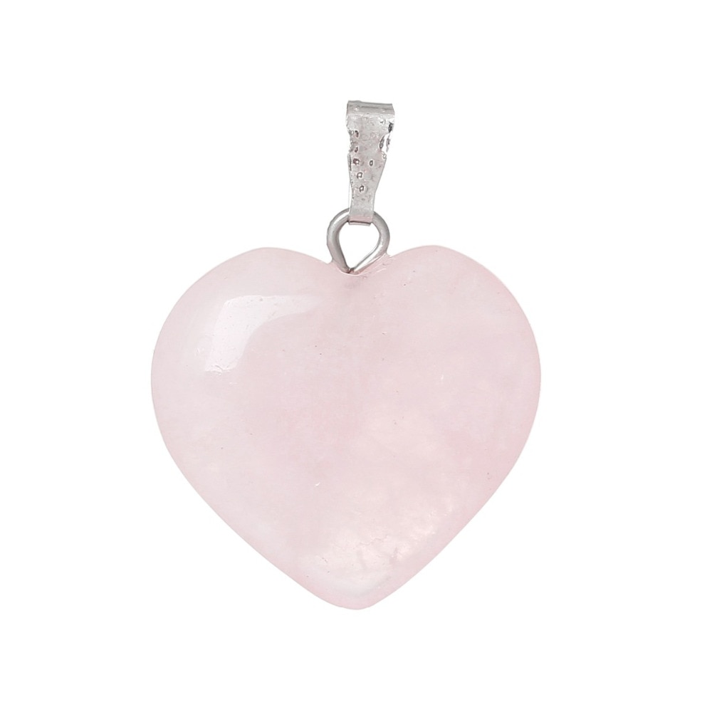 Doreenbeads Hot Fashion Women (Grade B) Created Rose Gem Stone Charm Pendants Heart Pink Jewelry Gift 27 x 21mm, Hole: 6x2mm 1PC