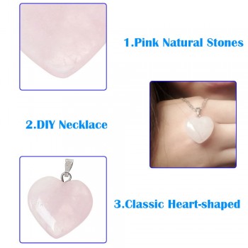 Doreenbeads Hot Fashion Women (Grade B) Created Rose Gem Stone Charm Pendants Heart Pink Jewelry Gift 27 x 21mm, Hole: 6x2mm 1PC