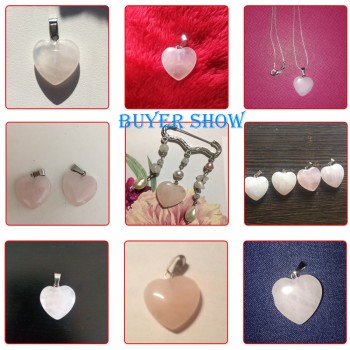Doreenbeads Hot Fashion Women (Grade B) Created Rose Gem Stone Charm Pendants Heart Pink Jewelry Gift 27 x 21mm, Hole: 6x2mm 1PC