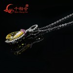 2017 new style water drop shape cubic zirconia 925 silver pendant necklace jewelry