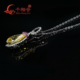 2017 new style water drop shape cubic zirconia 925 silver pendant necklace jewelry