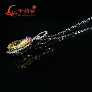 2017 new style water drop shape cubic zirconia 925 silver pendant necklace jewelry