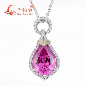 2017 new style water drop shape cubic zirconia 925 silver pendant necklace jewelry