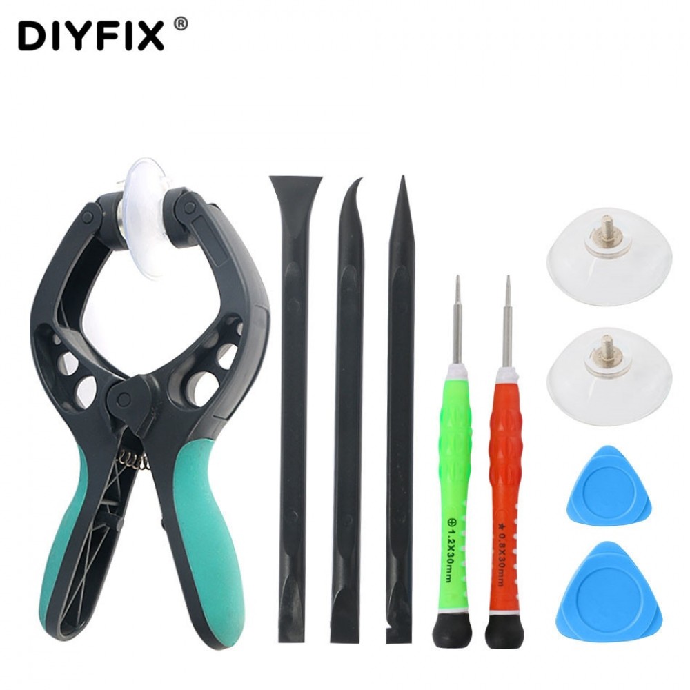 DIYFIX 10 in 1 Mobile Phone Screen Opening Pliers Pry Picks Crowbar Screwdriver Set for iPhone Repair Hand Tools Kits