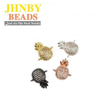 JHNBY 2pcs Pineapple bracelets Pendant Copper brass Spacer Loose beads Micro Pave CZ Zircon Charms Jewelry making DIY Findings