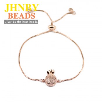 JHNBY 2pcs Pineapple bracelets Pendant Copper brass Spacer Loose beads Micro Pave CZ Zircon Charms Jewelry making DIY Findings