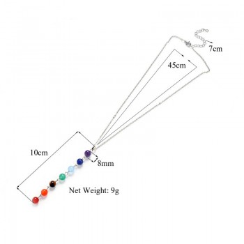 H:HYDE 5Style Silver Color Seven Color Stone Chakra Necklaces Pendants Yoga Reiki Healing Balancing 7 Chakra Necklace Women Gift