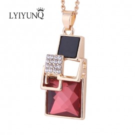 LYIYUNQ Classic Geometric Square Crystal Necklaces amp; Pendants For Women Fashion Brand Rhinestone Pendant Necklace Fine Jewelry