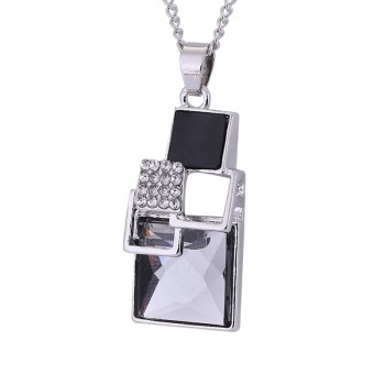LYIYUNQ Classic Geometric Square Crystal Necklaces amp; Pendants For Women Fashion Brand Rhinestone Pendant Necklace Fine Jewelry