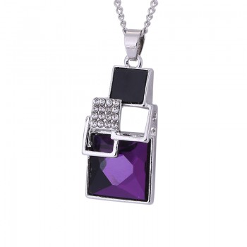 LYIYUNQ Classic Geometric Square Crystal Necklaces amp; Pendants For Women Fashion Brand Rhinestone Pendant Necklace Fine Jewelry
