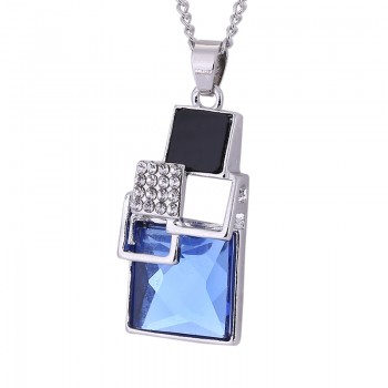 LYIYUNQ Classic Geometric Square Crystal Necklaces amp; Pendants For Women Fashion Brand Rhinestone Pendant Necklace Fine Jewelry