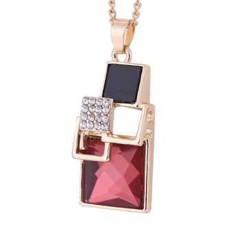 LYIYUNQ Classic Geometric Square Crystal Necklaces amp; Pendants For Women Fashion Brand Rhinestone Pendant Necklace Fine Jewelry