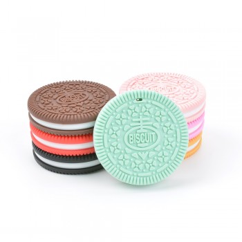 1piece  HOT Siliconie Biscuit Pendant Jewelry Cookie Baby Teether Oreo Chew Toy Pacifier Clip Necklace Making BPA Free Toy