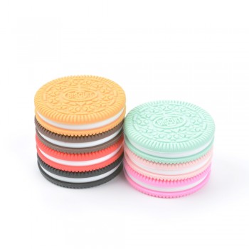 1piece  HOT Siliconie Biscuit Pendant Jewelry Cookie Baby Teether Oreo Chew Toy Pacifier Clip Necklace Making BPA Free Toy