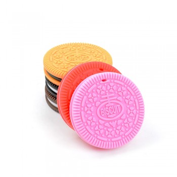 1piece  HOT Siliconie Biscuit Pendant Jewelry Cookie Baby Teether Oreo Chew Toy Pacifier Clip Necklace Making BPA Free Toy