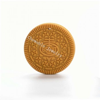 1piece  HOT Siliconie Biscuit Pendant Jewelry Cookie Baby Teether Oreo Chew Toy Pacifier Clip Necklace Making BPA Free Toy