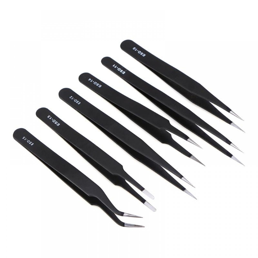 Alloet 6pcs/lot Anti-static Stainless Steel Tweezers Electronic Repair Maintenance Tool ESD12-ESD15 Electronic Repair Tools