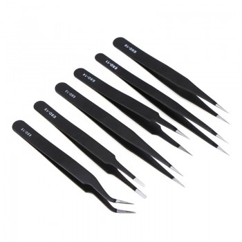 Alloet 6pcs/lot Anti-static Stainless Steel Tweezers Electronic Repair Maintenance Tool ESD12-ESD15 Electronic Repair Tools