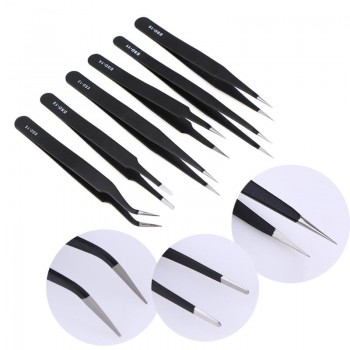 Alloet 6pcs/lot Anti-static Stainless Steel Tweezers Electronic Repair Maintenance Tool ESD12-ESD15 Electronic Repair Tools