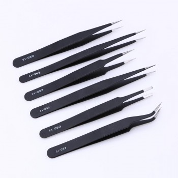 Alloet 6pcs/lot Anti-static Stainless Steel Tweezers Electronic Repair Maintenance Tool ESD12-ESD15 Electronic Repair Tools