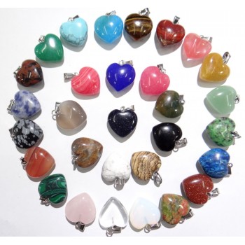Wholesale Fashion high quality natural stone mixed charms heart pendants for diy jewelry making 30pcs/lot Free Shipping