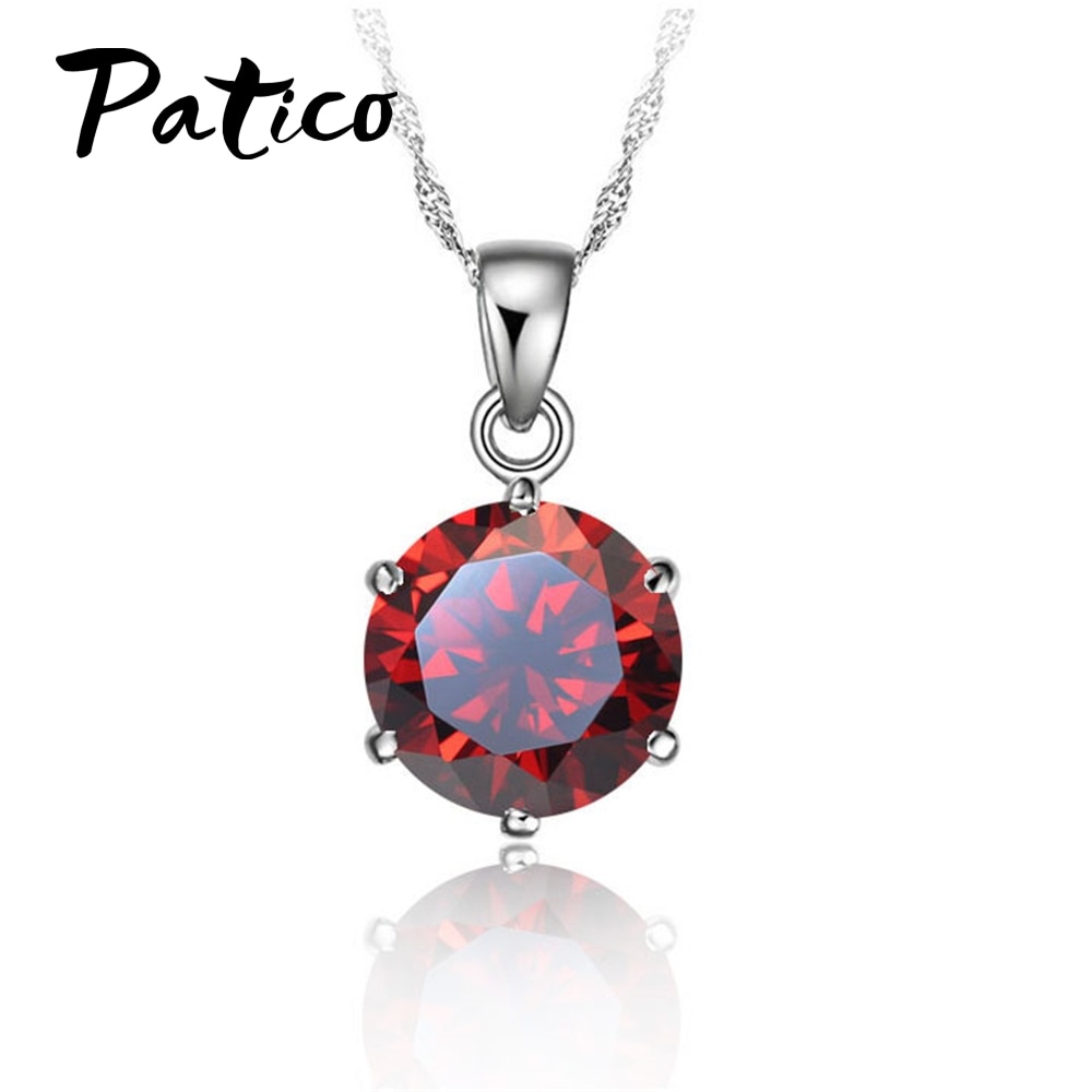 PATICO Cheapest!!!925 Sterling Silver Necklace Women   Wedding Jewelry 6 Claw Cubic Zircon  Pendant Engagement