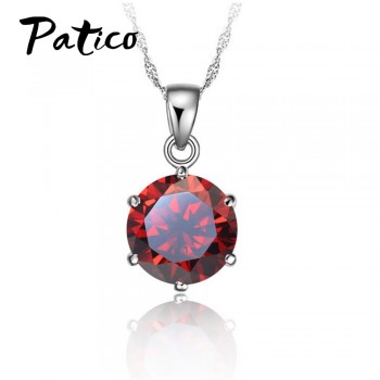 PATICO Cheapest!!!925 Sterling Silver Necklace Women   Wedding Jewelry 6 Claw Cubic Zircon  Pendant Engagement
