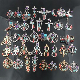 41 Style Reiki Chakra Pendant 7 Chakra Stones Natural Stone Pendant Semi Precious Stones Choker Necklace For Women Jewelry ZZ229