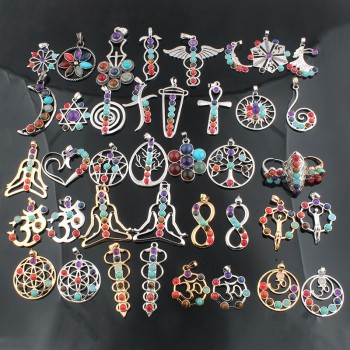 41 Style Reiki Chakra Pendant 7 Chakra Stones Natural Stone Pendant Semi Precious Stones Choker Necklace For Women Jewelry ZZ229