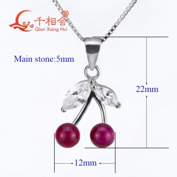 High quality cherries shape 5# pendant with 925 silver for necklace