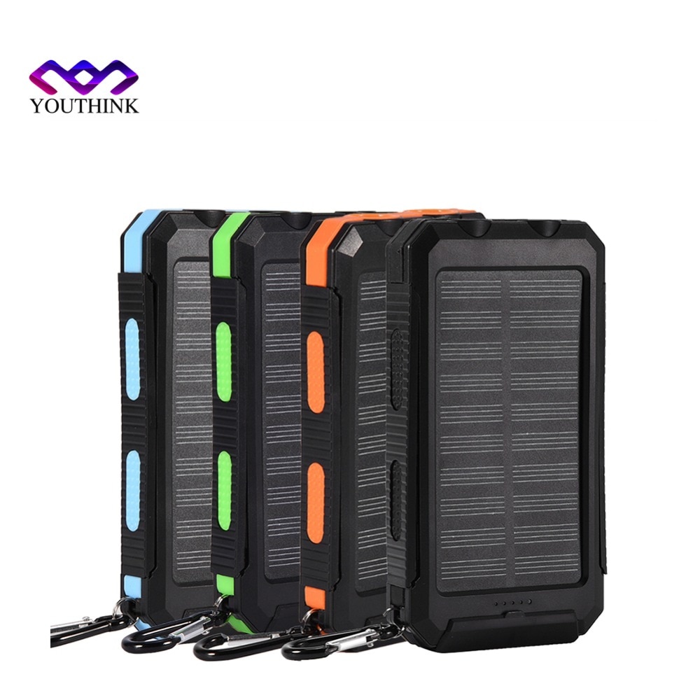 (No Battery)10000mAh Power Bank Case Outdoor Fast Charge Polymer Batteries Solar Power Bank Case DIY Kit with Compass Flashlight