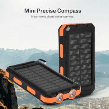 (No Battery)10000mAh Power Bank Case Outdoor Fast Charge Polymer Batteries Solar Power Bank Case DIY Kit with Compass Flashlight