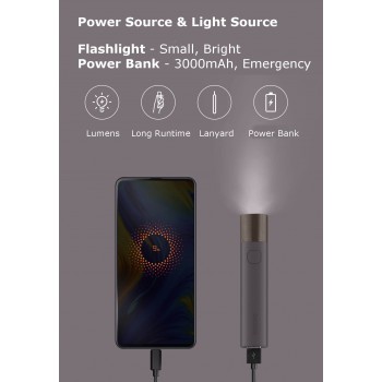 XIAOMI SOLOVE X3 USB Rechargeable Brightness EDC Flashlight 3000mAh Power Bank Mini LED Torch Bike Light Portable Charging