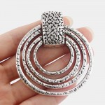 3pcs Large Personalised Tibetan Silver Hammered 4 Circles Pendant For Necklace Jewelry Making Findings 67x63mm