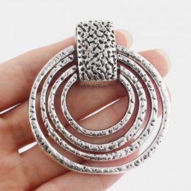 3pcs Large Personalised Tibetan Silver Hammered 4 Circles Pendant For Necklace Jewelry Making Findings 67x63mm