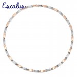Escalus Link Chain Love Women Stainless Steel Magnetic Necklace 2-Tone Rose Gold Color 34pcs Magnets Neckwear Charm Gift