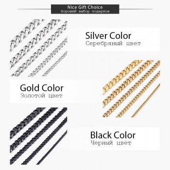 Mens Necklaces Chains Stainless Steel Silver Black Gold Necklace for Men Women Curb Cuban Davieslee Jewelry 3/5/7/9/11mm DLKNM08