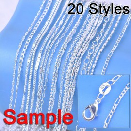 Big Sale Sample Order 20Pcs Mix 20 Styles 18 Genuine 925 Sterling Silver Link Necklace Set Chains+Lobster Clasps