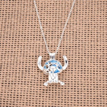 New Trendy Long Chain Silver Plated Circles Chocker Necklace Women Cute Lilo Stitch Jewelry Best Friends Necklace for Girls Gift