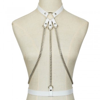 KMVEXO 2018 New Leather Harness Belt Bondage Cage Gothic Chain Body Necklace Women Punk Fashion Cosplay Festival Torques Jewelry