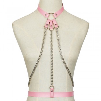 KMVEXO 2018 New Leather Harness Belt Bondage Cage Gothic Chain Body Necklace Women Punk Fashion Cosplay Festival Torques Jewelry