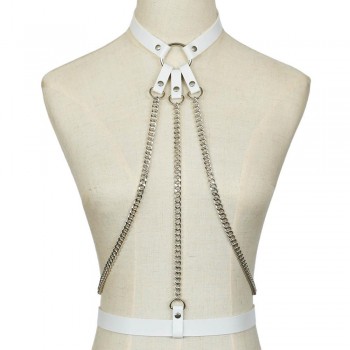 KMVEXO 2018 New Leather Harness Belt Bondage Cage Gothic Chain Body Necklace Women Punk Fashion Cosplay Festival Torques Jewelry