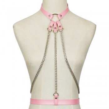 KMVEXO 2018 New Leather Harness Belt Bondage Cage Gothic Chain Body Necklace Women Punk Fashion Cosplay Festival Torques Jewelry