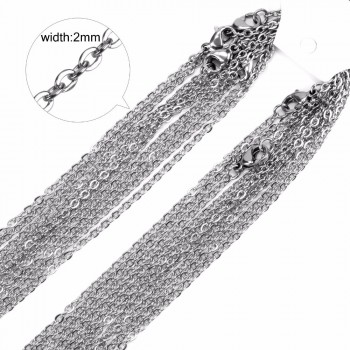 LUXUKISSKIDS Promotion 10pcs/lot Chain,2mm Gold/Silver Stainless Steel Link Chains Necklaces Fashion Jewelry Cuban Chains