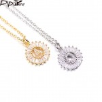 Pipitree Copper White Cubic Zirconia 26 Alphabet Letter Pendant Necklaces A-Z Initial Charm Chain Necklace Women Jewelry Collar
