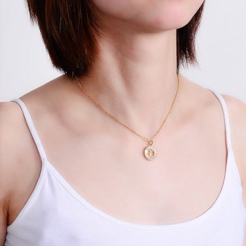 Pipitree Copper White Cubic Zirconia 26 Alphabet Letter Pendant Necklaces A-Z Initial Charm Chain Necklace Women Jewelry Collar