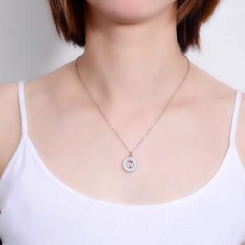 Pipitree Copper White Cubic Zirconia 26 Alphabet Letter Pendant Necklaces A-Z Initial Charm Chain Necklace Women Jewelry Collar